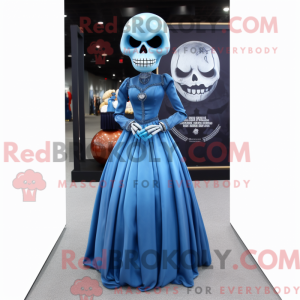 Blue Skull mascot costume...