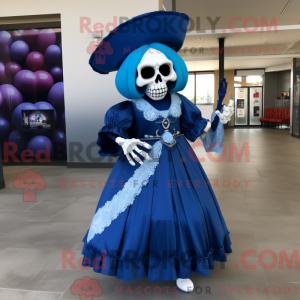 Blue Skull mascot costume...