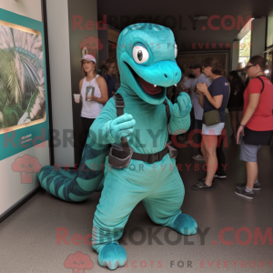 Blågrøn Titanoboa maskot...