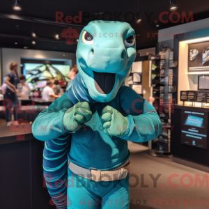 Blågrøn Titanoboa maskot...