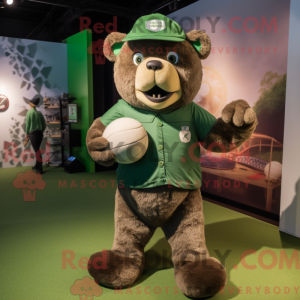 Green Teddy Bear mascot...