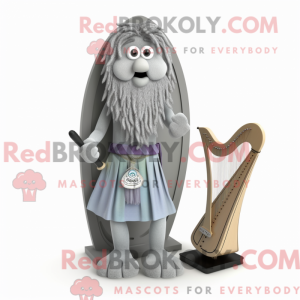 Grå keltisk harpe maskot...