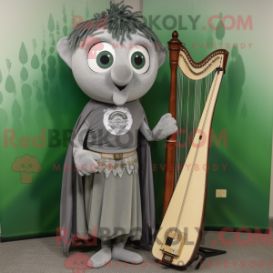 Grå keltisk harpe maskot...