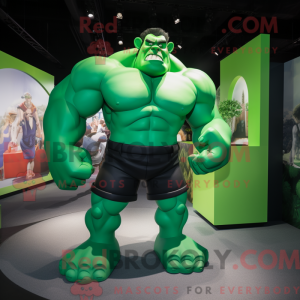Green Strongman mascot...