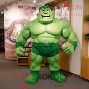 Green Strongman mascot...