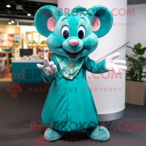 Blågrøn mus maskot kostume...