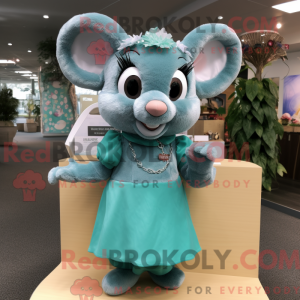 Teal Mouse mascottekostuum...