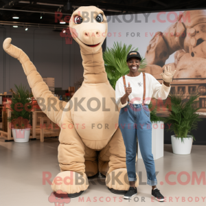 Beige Brachiosaurus mascot...