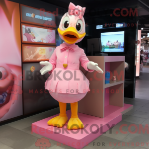 Pink Duck mascot costume...