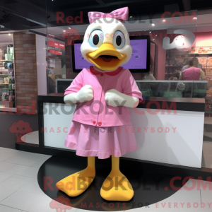 Pink Duck mascot costume...