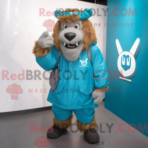 Cyan Bison mascot costume...