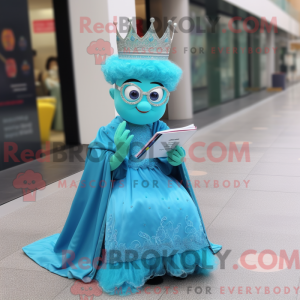 Cyan Queen maskotdraktfigur...