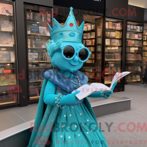 Cyan Queen maskot kostume...