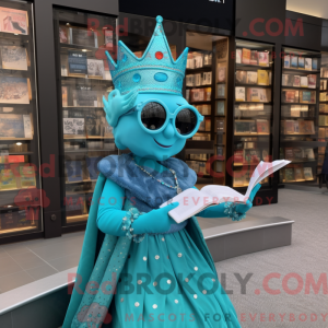Cyan Queen maskotdraktfigur...