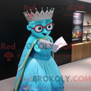 Cyan Queen maskotdraktfigur...