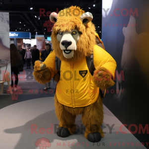 Yellow Bison mascot costume...