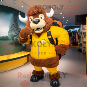 Yellow Bison mascot costume...