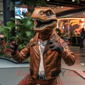 Brun Velociraptor maskot...