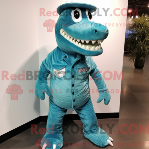 Turquoise Crocodile mascot...
