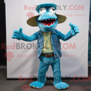 Turquoise Crocodile mascot...