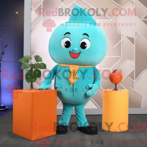 Cyan Apricot mascot costume...