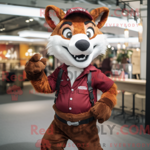 Maroon Fox maskot kostume...