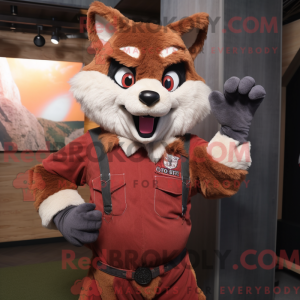 Maroon Fox mascot costume...