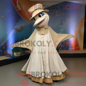 Beige Swordfish mascot...
