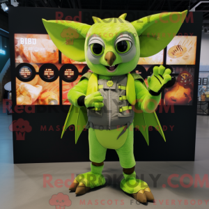 Lime Green Fruit Bat mascot...