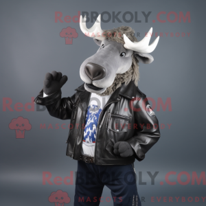 Silver Moose mascot costume...