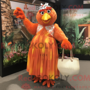 Orange Høns maskot kostume...
