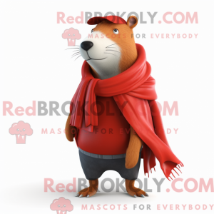 Red Capybara mascot costume...