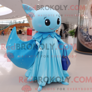 Sky Blue Manta Ray mascot...