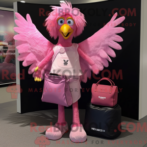 Pink Harpy maskot kostume...