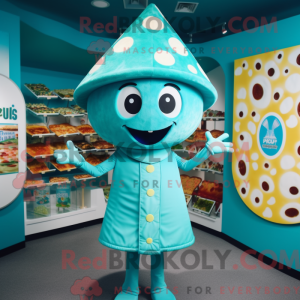 Cyan Pizza-maskotdraktfigur...