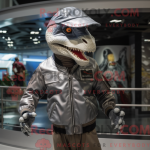 Silver Utahraptor mascot...