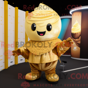 Gold Cupcake mascot costume...