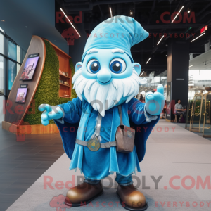 Cyan Wizard mascot costume...