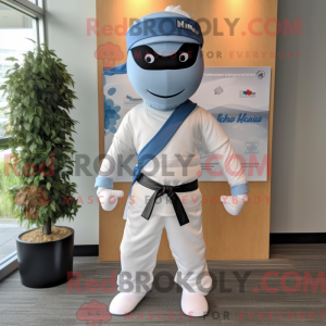 Hvit Ninja-maskotdraktfigur...