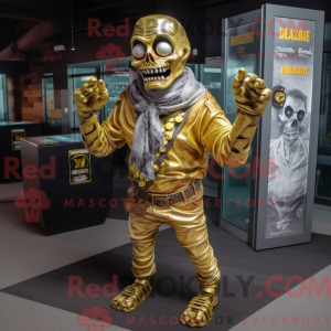 Gold Zombie mascot costume...