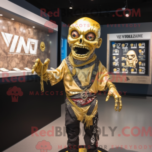 Gold Zombie mascot costume...
