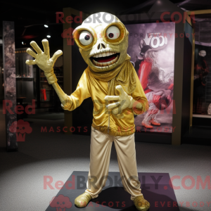 Gold Zombie maskot kostume...