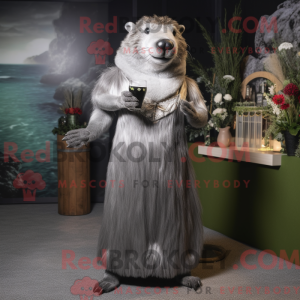 Sølv Beaver maskot kostume...