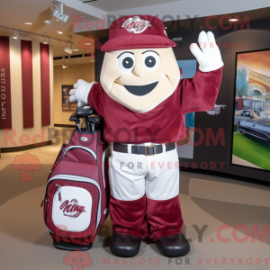 Maroon Golf Bag mascot...