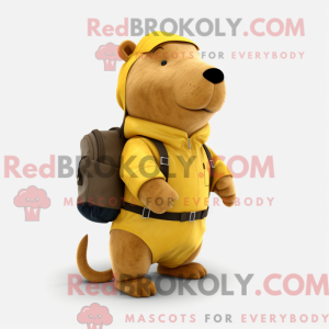 Gul Capybara maskot kostume...