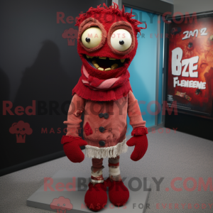 Rød Zombie maskot kostume...