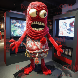 Rød Zombie maskot kostume...