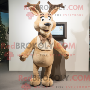 Beige Deer mascot costume...