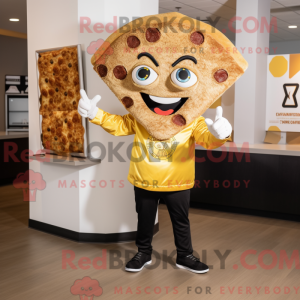Gold Pizza Slice maskot...