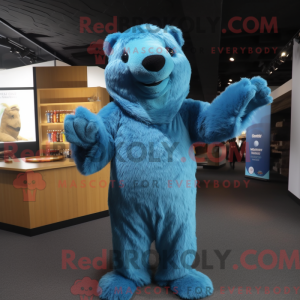 Blue Beaver mascot costume...